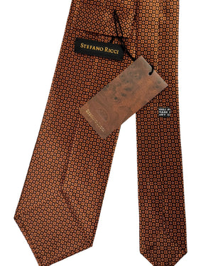 Stefano Ricci Silk Tie Brown Orange Design