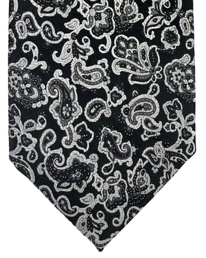 Stefano Ricci Tie Black Gray Silver Paisley - Jacquard Silk NEW