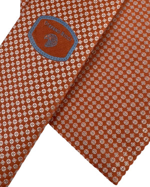 Stefano Ricci Tie Peach-Orange Silver Geometric