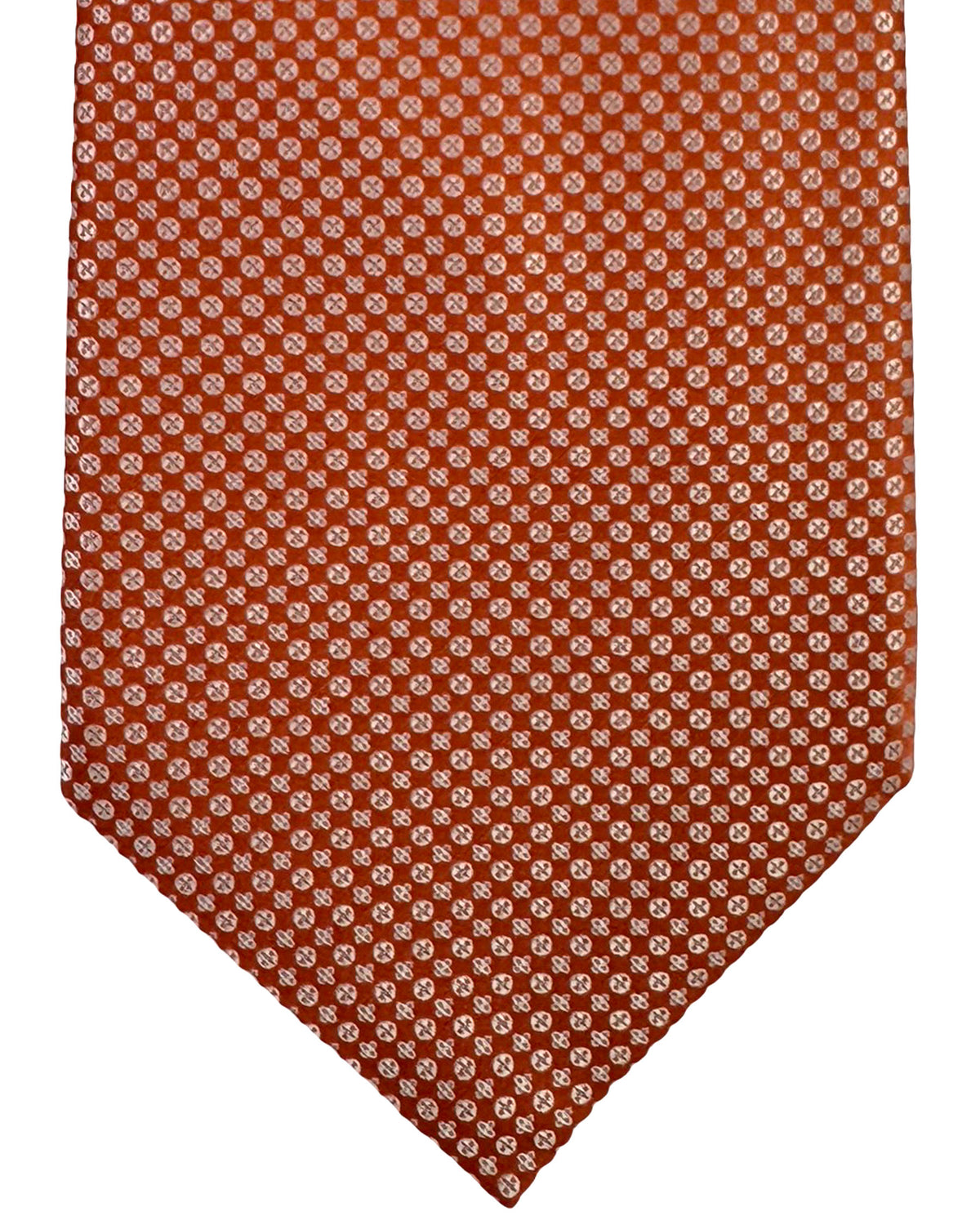 Stefano Ricci Tie Peach-Orange Silver Geometric