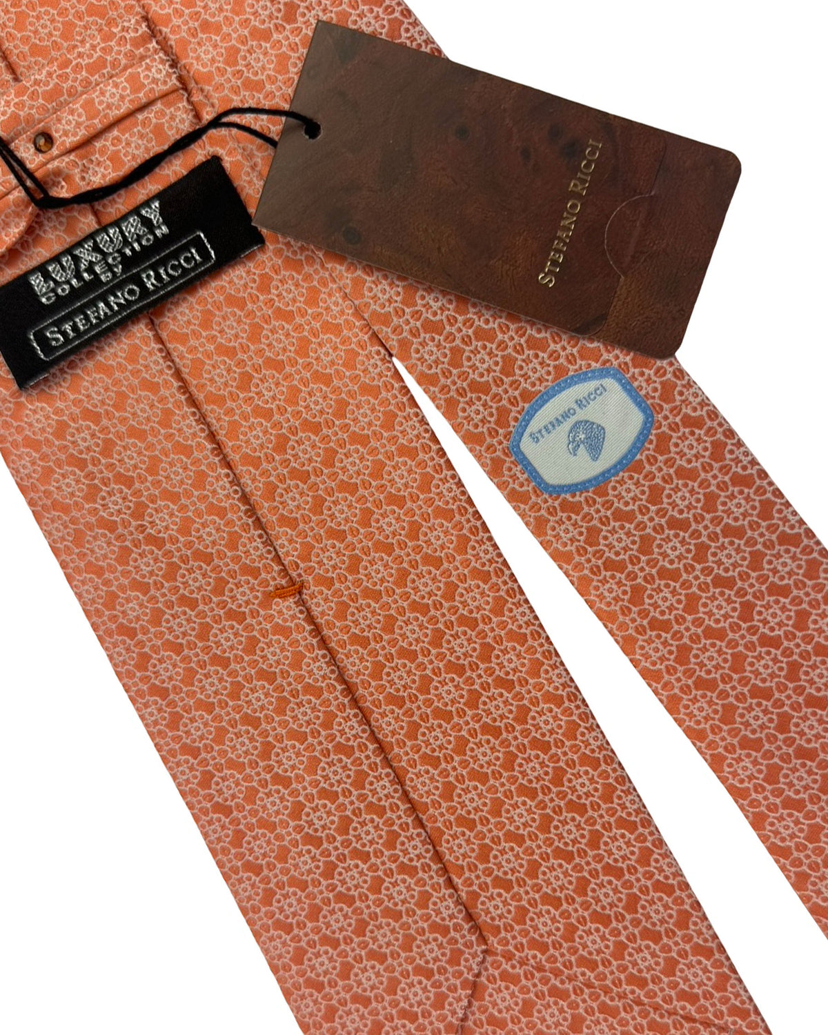 Stefano Ricci Tie Peach Silver Design