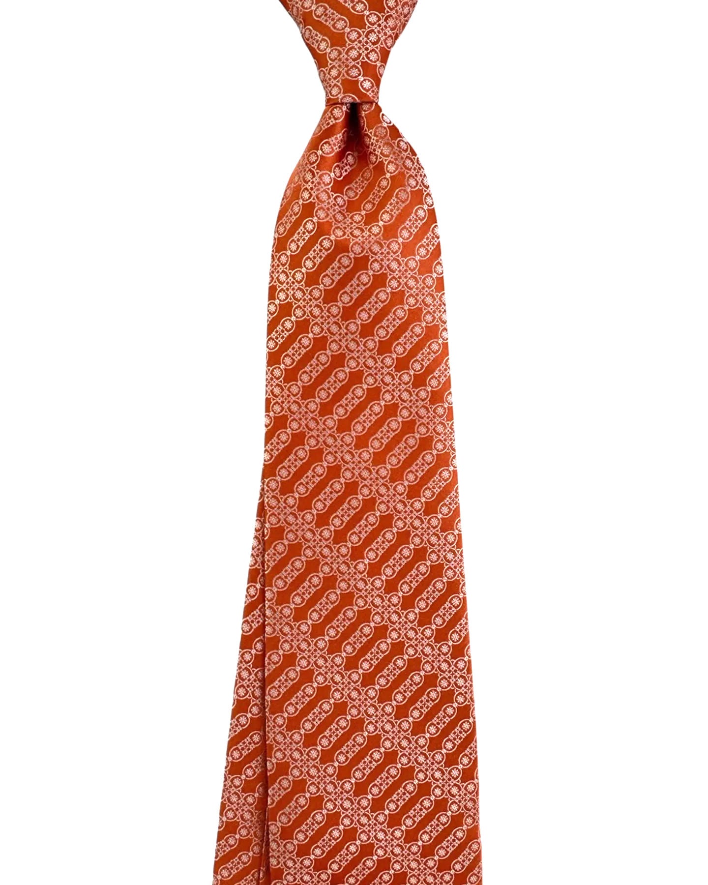 Stefano Ricci Tie Orange Silver Pattern