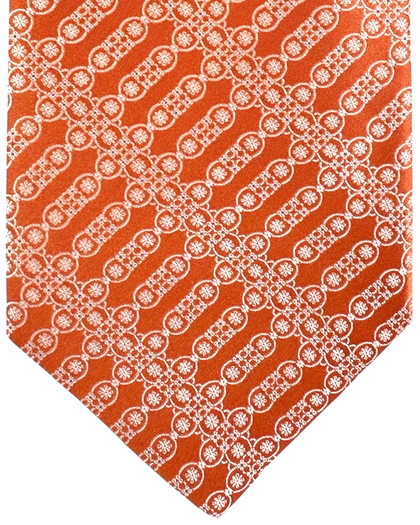 Stefano Ricci Tie Orange Silver Pattern