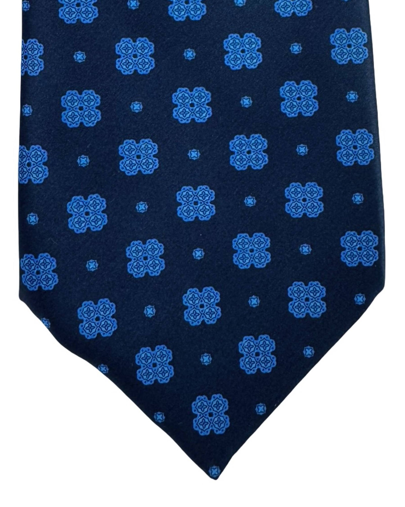 Stefano Ricci Tie Navy Blue Sky Blue Geometric