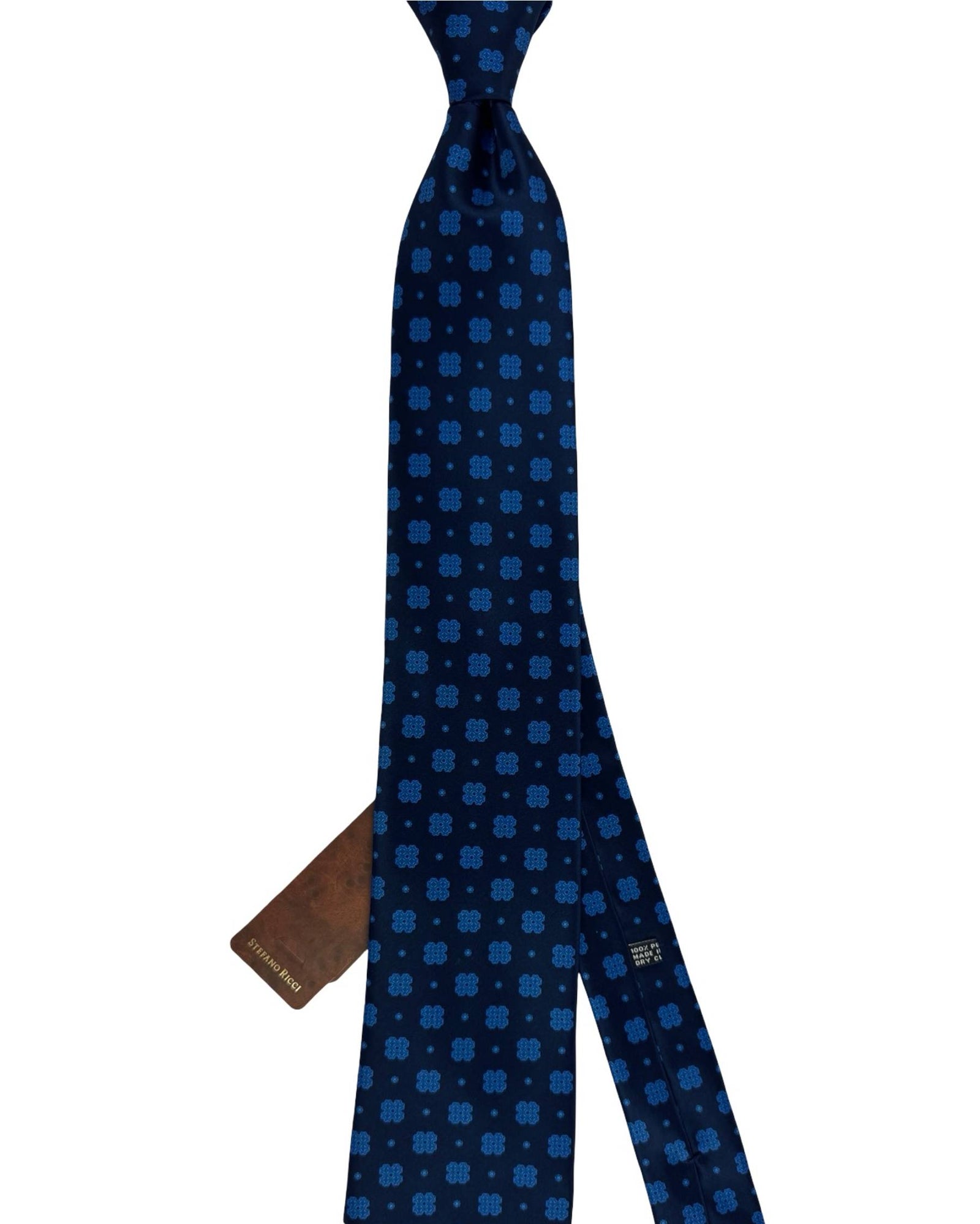 Stefano Ricci Tie Navy Blue Sky Blue Geometric