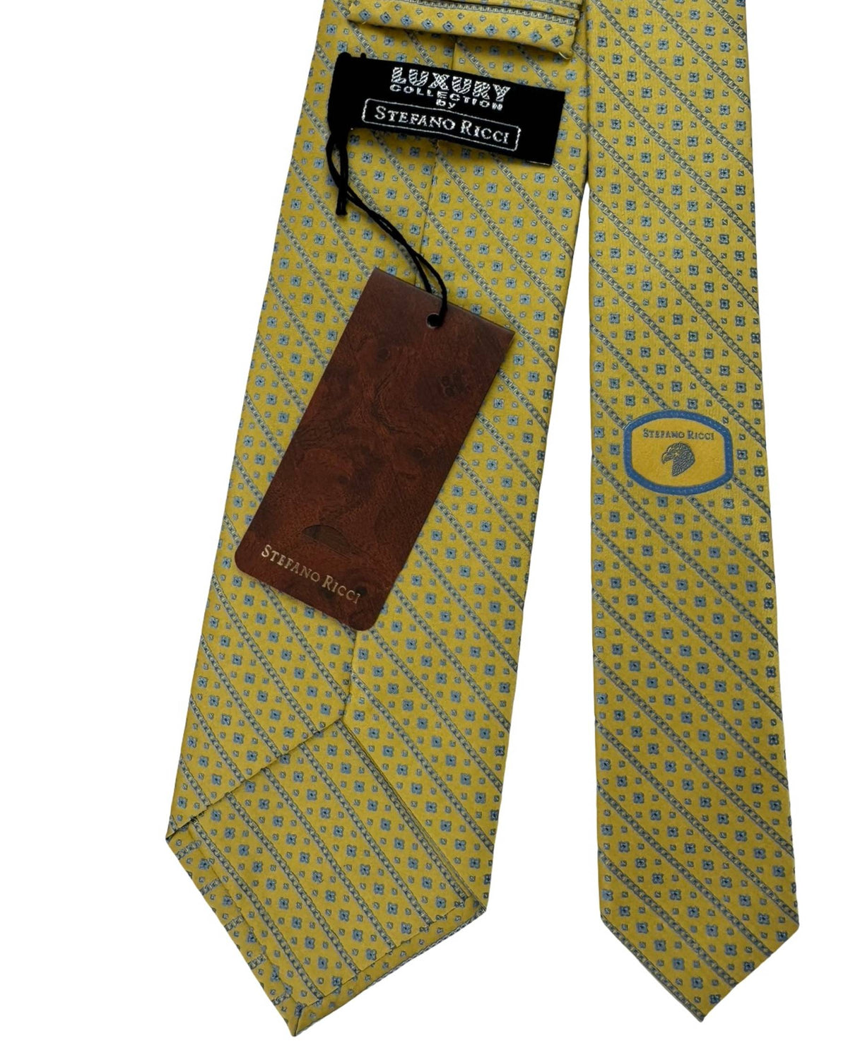 Stefano Ricci Tie Mustard and Gray Geometrics Stripes