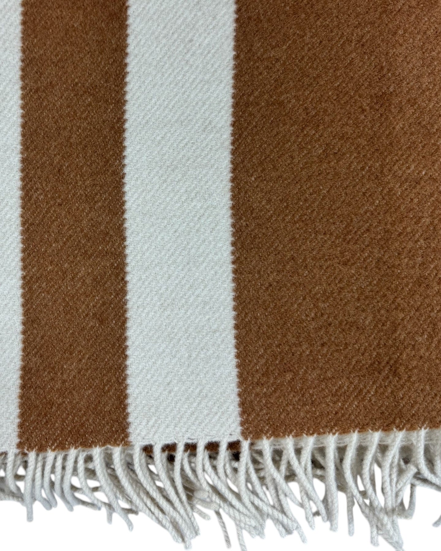 Wool Throw Blanket White Brown