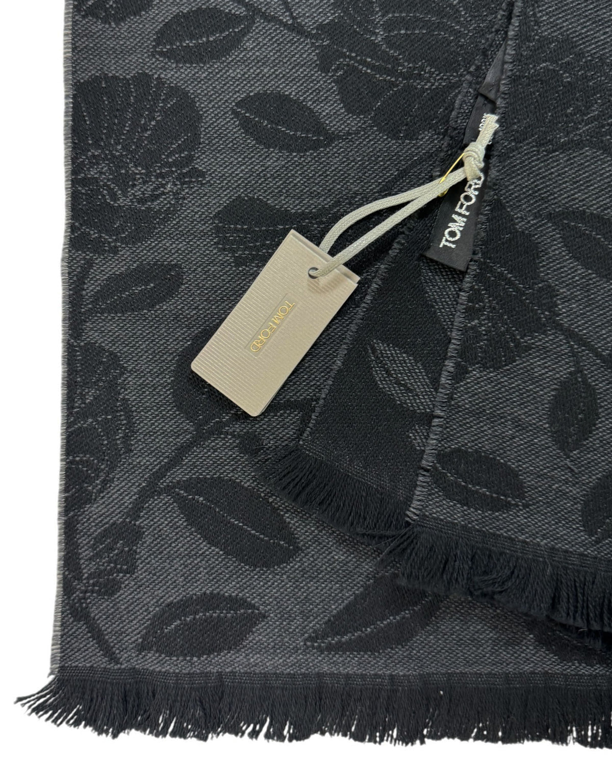 Tom Ford Scarf Black Gray Floral New