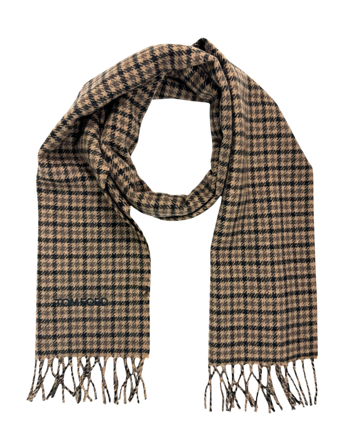 Tom Ford Scarf Brown Check Wool Cashmere