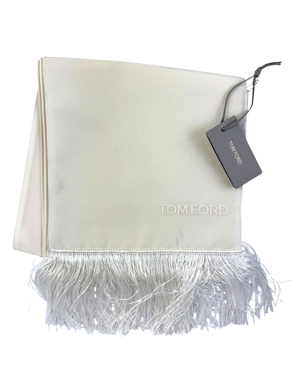 Tom Ford Scarf Ivory White Shawl - Wool Silk