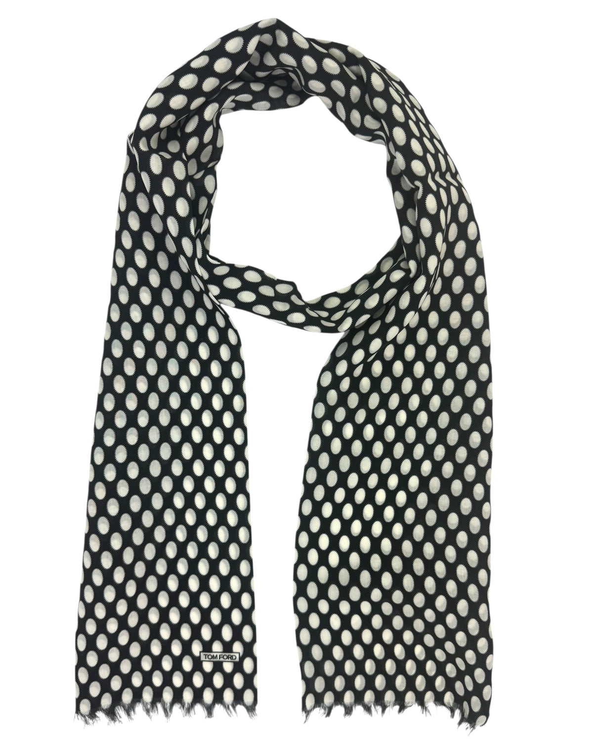 Tom Ford Scarf Black White Ovals Design