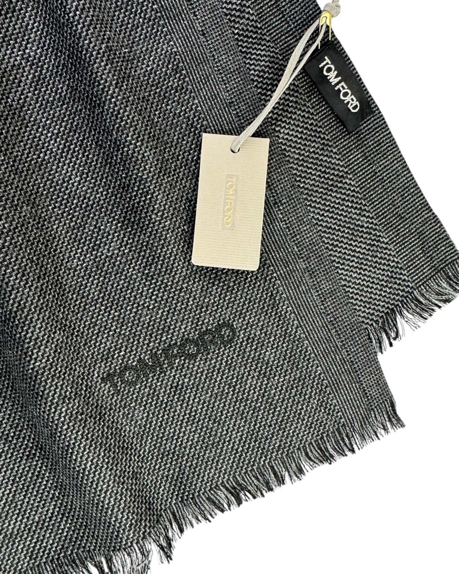 Tom Ford Silk Scarf Dark Gray Pattern