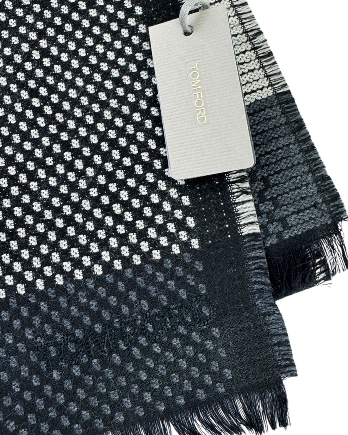Tom Ford Scarf Black Gray Silver Pattern - Wool