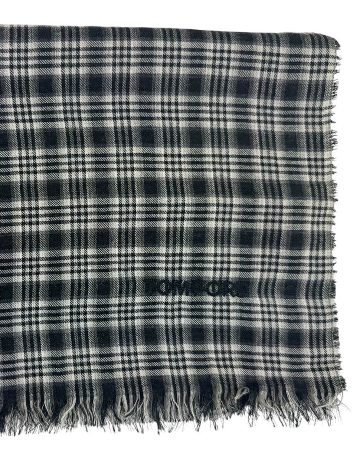 Tom Ford Wool Scarf Gray Black Check Plaid - Men Collection