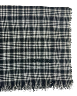Tom Ford Wool Scarf Gray Black Check Plaid - Men Collection