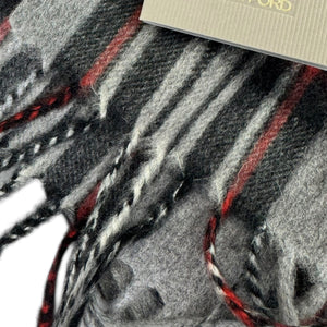 Tom Ford Cashmere Scarf Gray Black Plaid Check - Men Collection