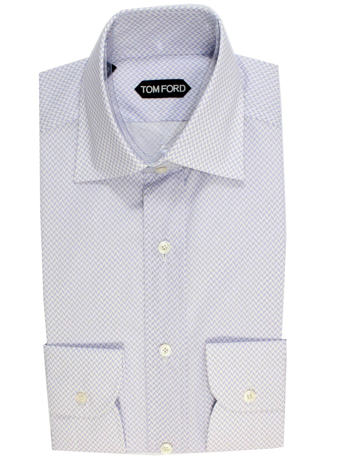 Tom Ford Shirt White Lilac Herringbone