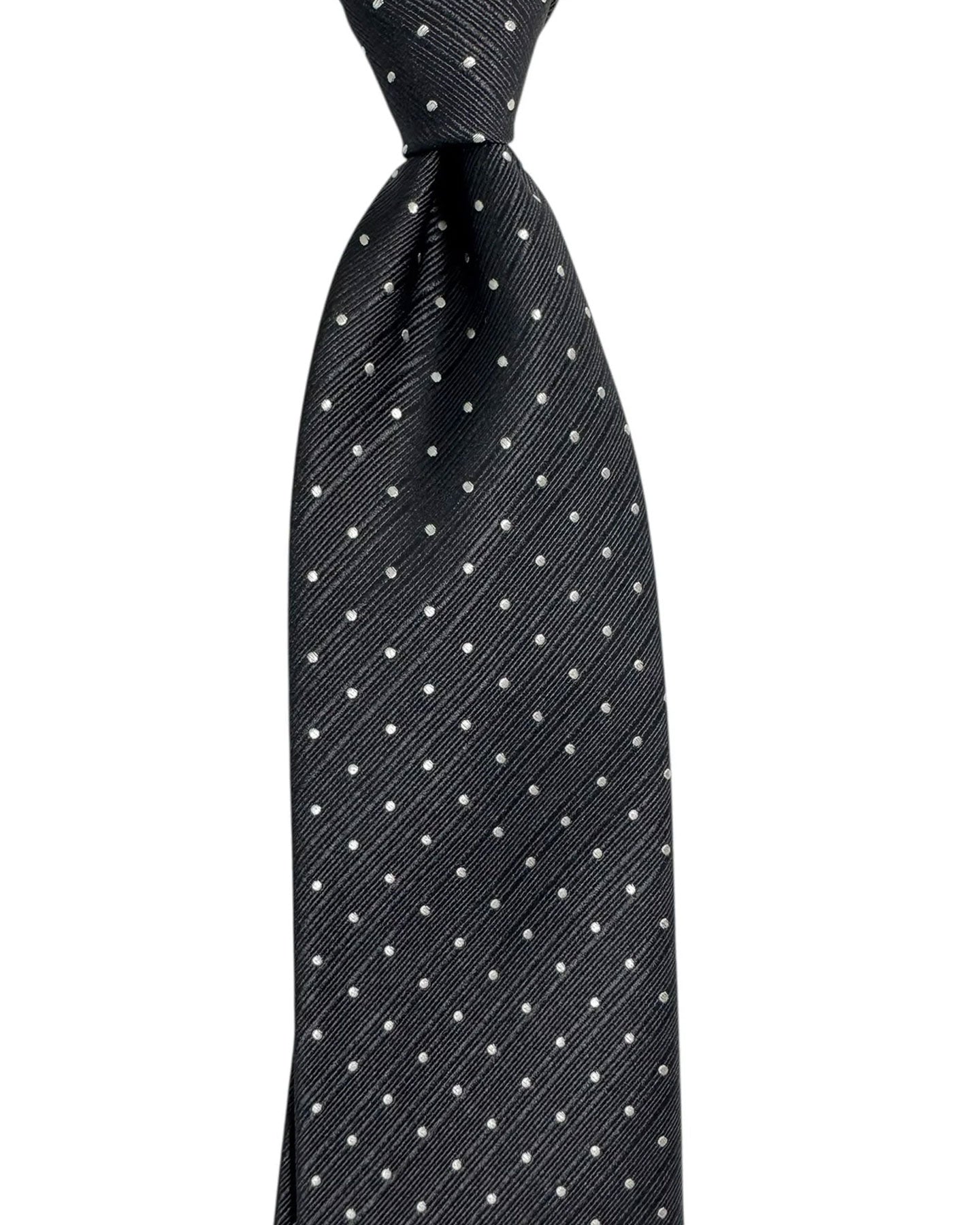 Tom Ford Tie Black Silver Dots  - Wide Necktie