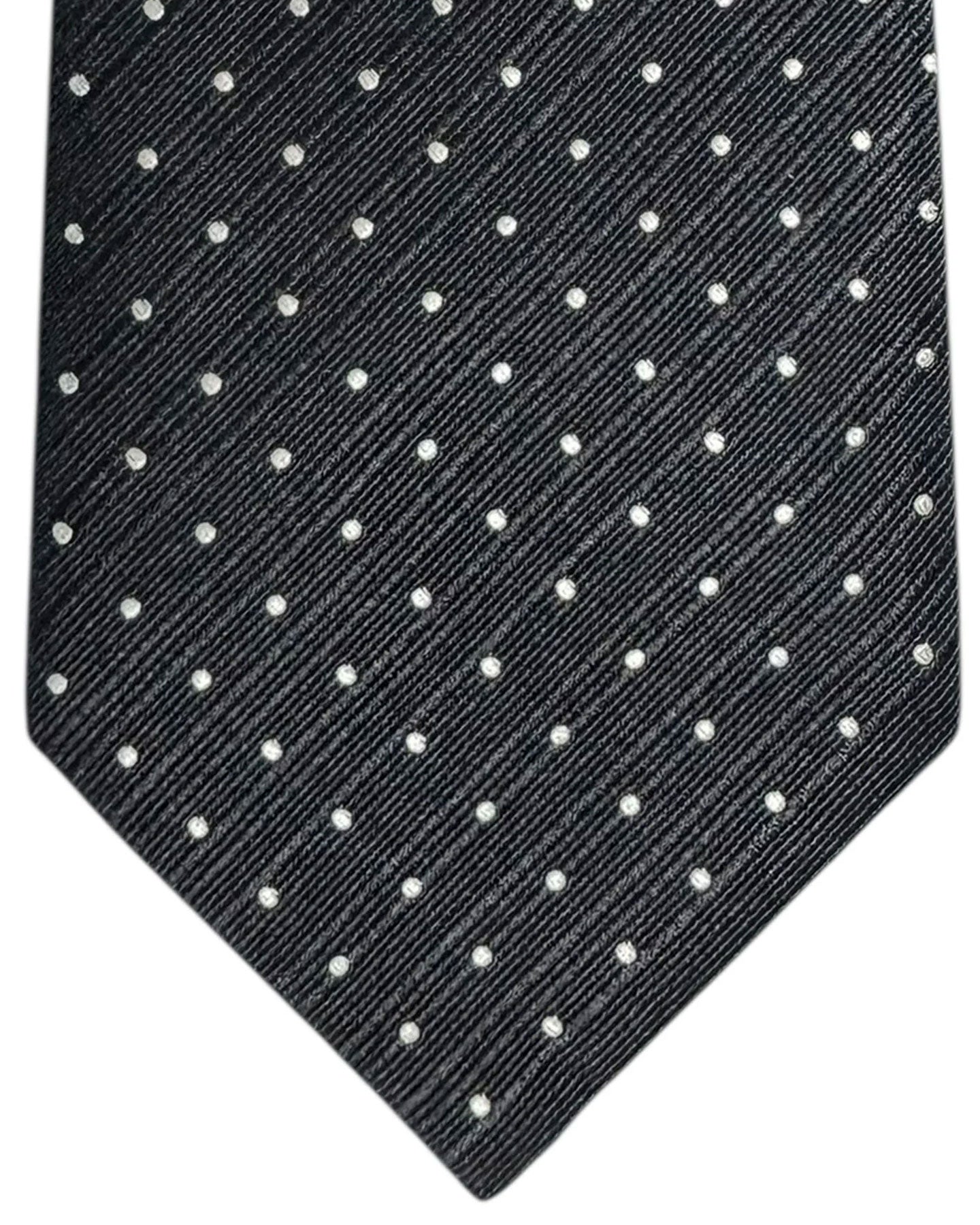 Tom Ford Tie Black Silver Dots  - Wide Necktie