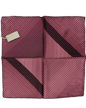 Tom Ford Silk Pocket Square Bordeaux Dust Pink Stripes