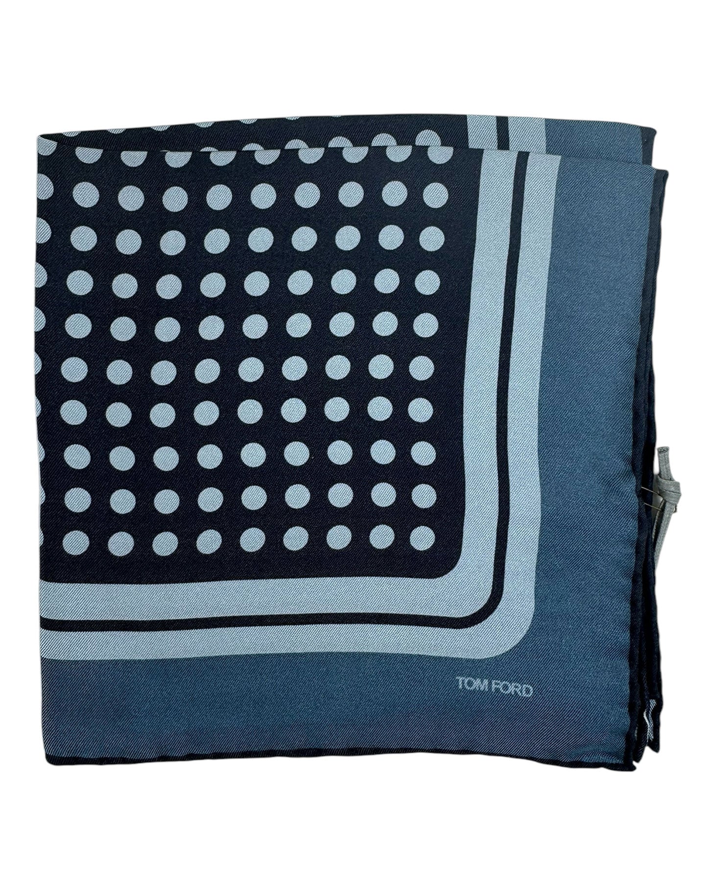 Tom Ford Silk Pocket Square Midnight Blue Polka Dots