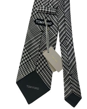 Tom Ford Silk Tie Black and White Houndstooth