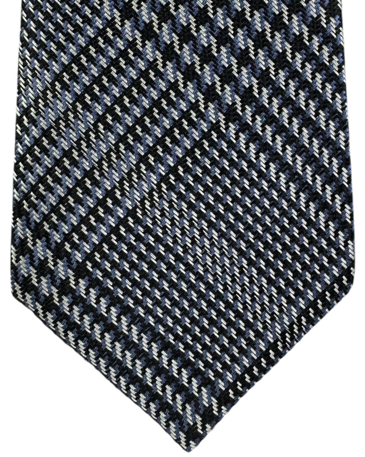 Tom Ford Silk Tie Black Silver Lavender Plaid Check - Wide Necktie