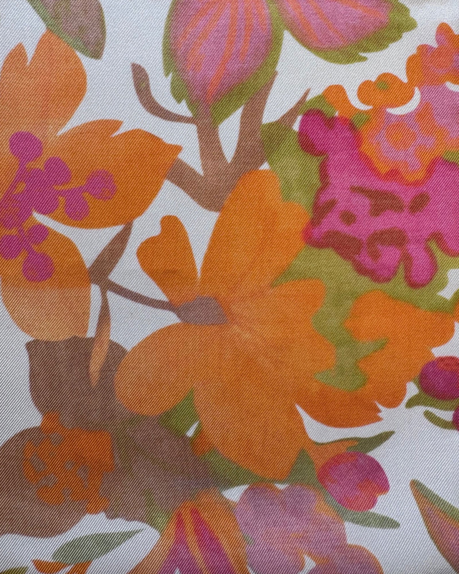 Tom Ford Silk Pocket Square Pink Orange Floral