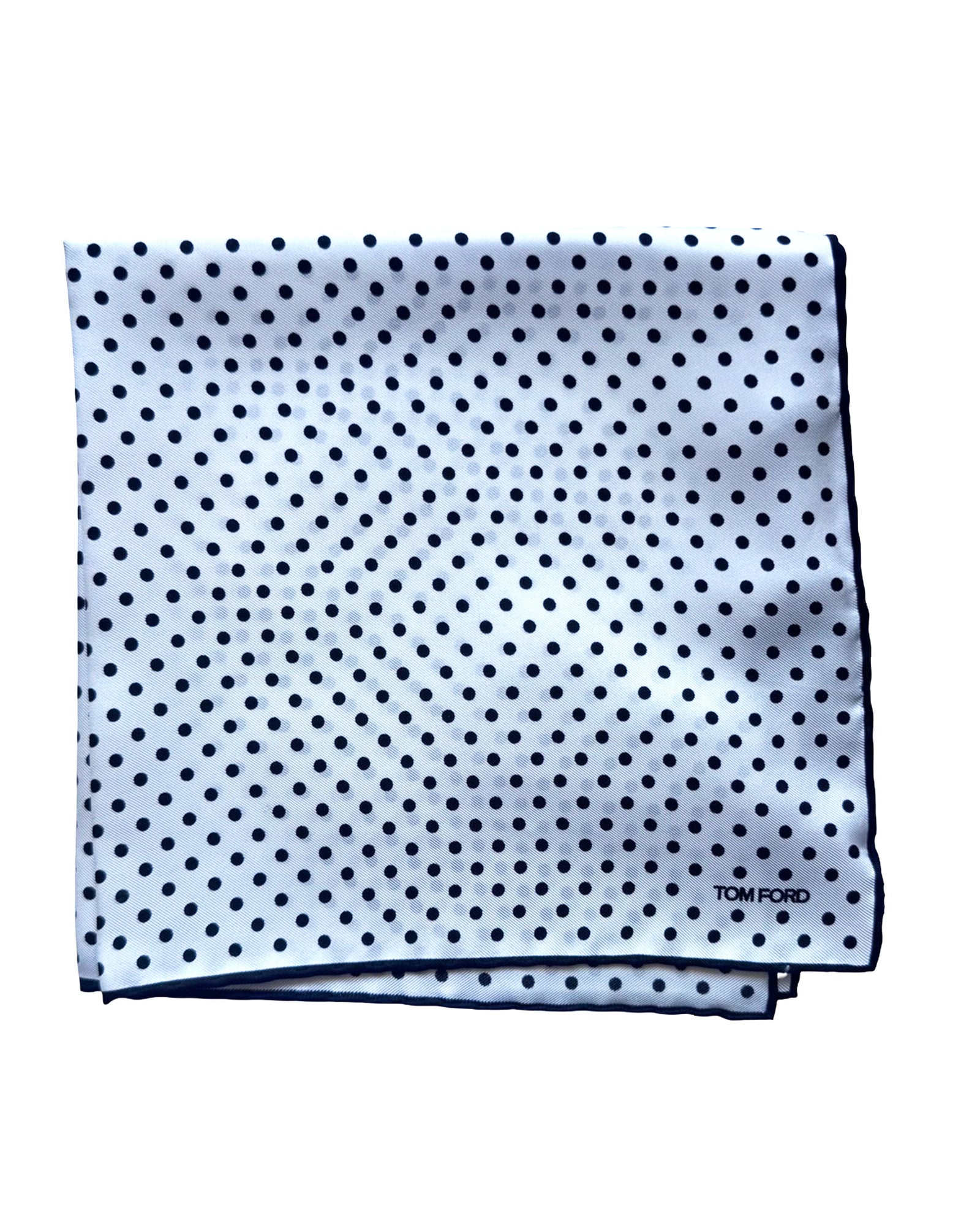Tom Ford Silk Pocket Square White Dots