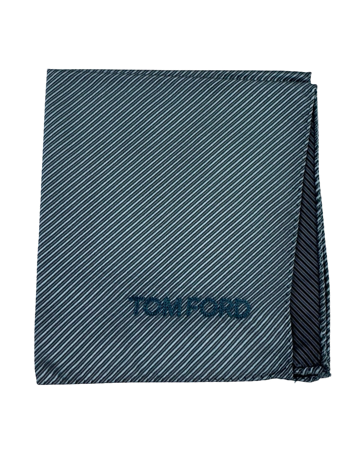 Tom Ford Silk Pocket Square Gray Grosgrain