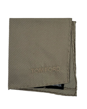 Tom Ford Silk Pocket Square Taupe Grosgrain