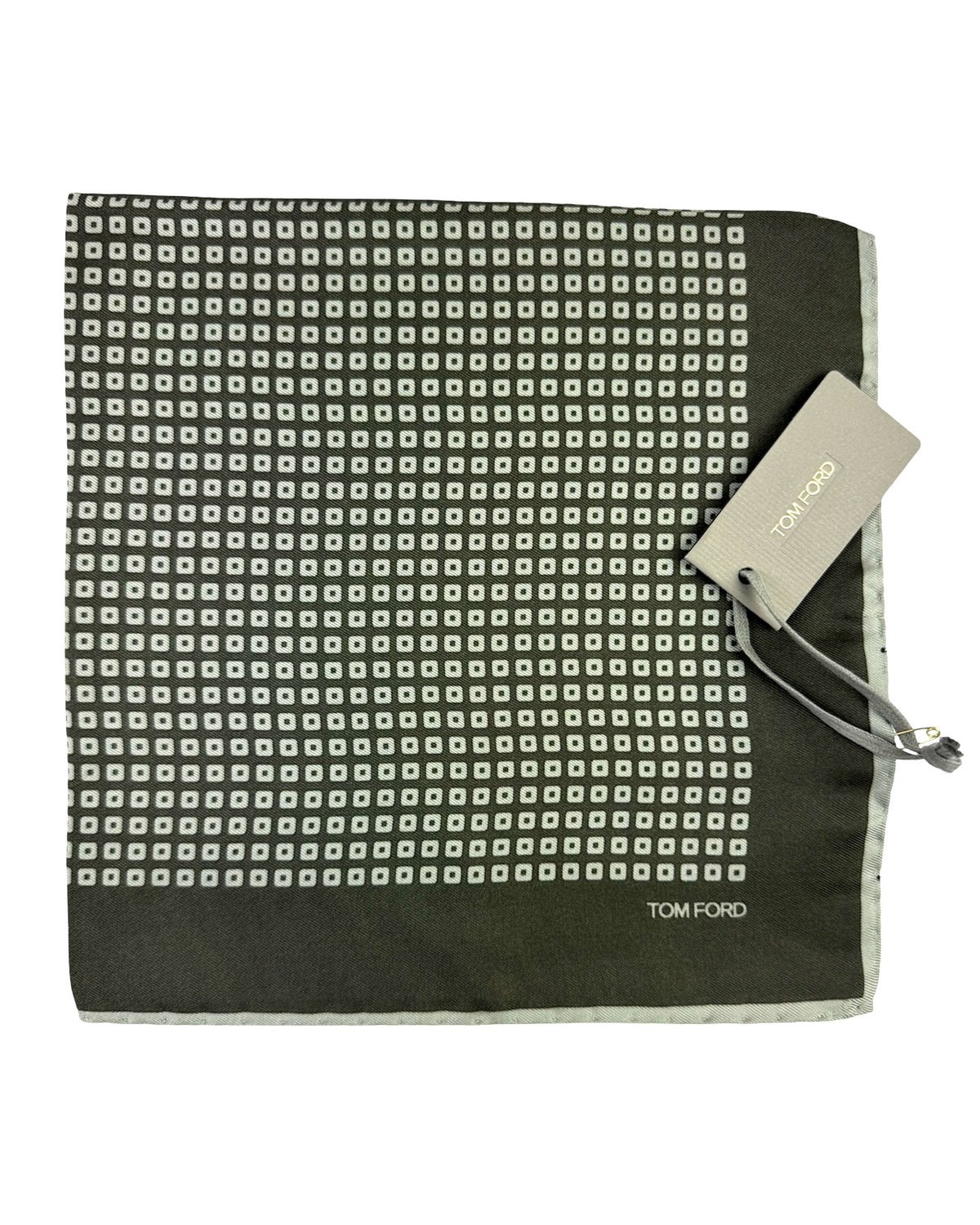 Tom Ford Silk Pocket Square Gray Geometric
