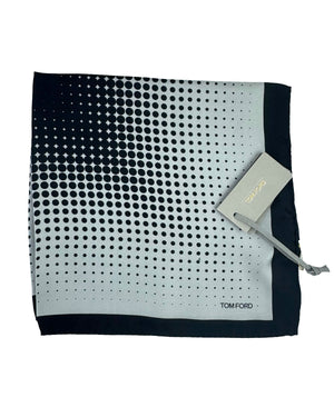 Tom Ford Silk Pocket Square Gray Black Dotted Design