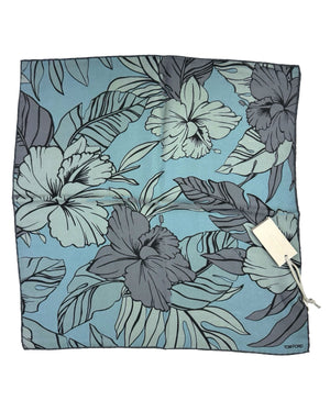 Tom Ford Silk Pocket Square Metal Gray Floral