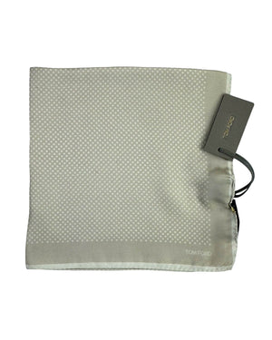 Tom Ford Silk Pocket Square Tan Gray Dots