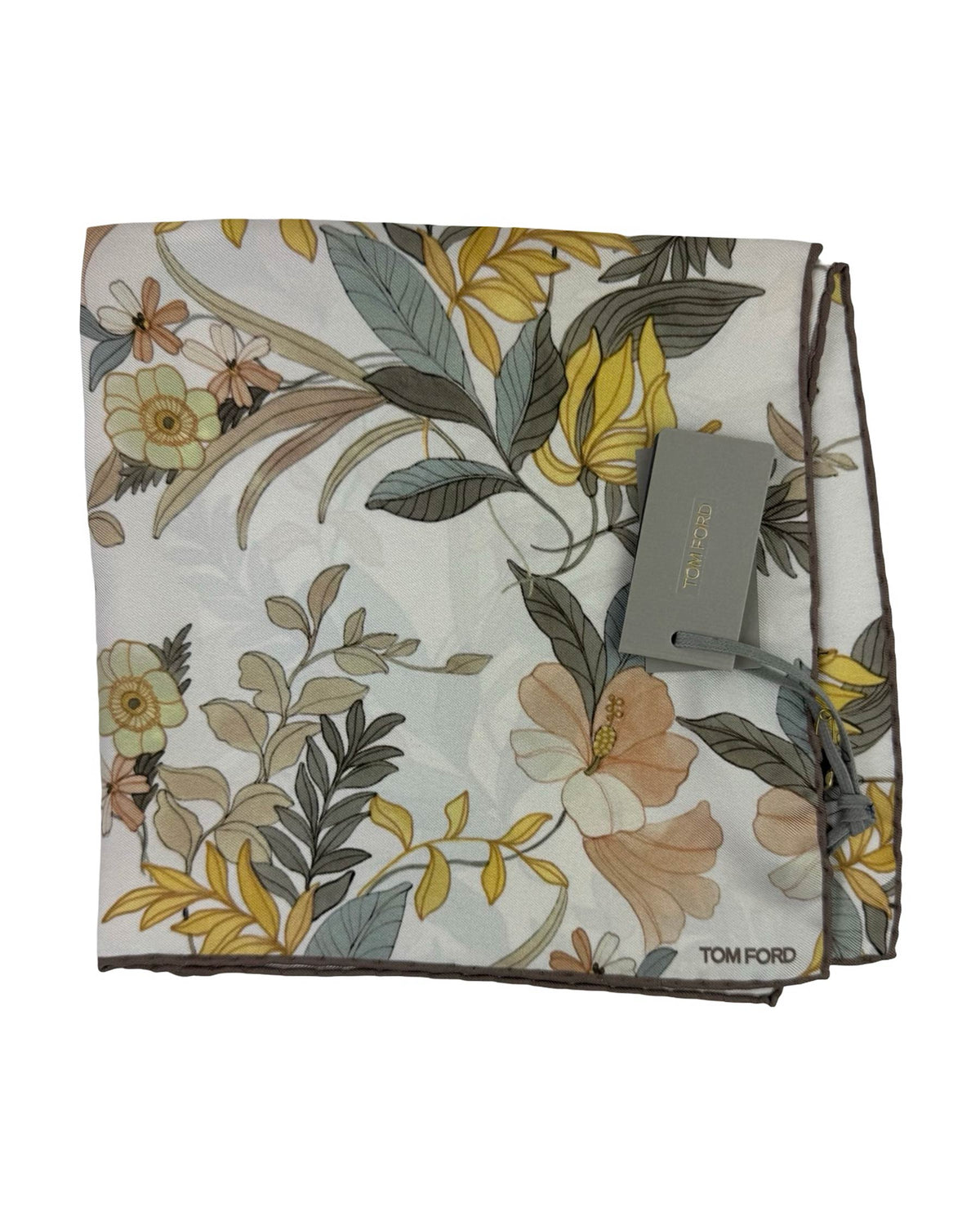 Tom Ford Silk Pocket Square Floral Design