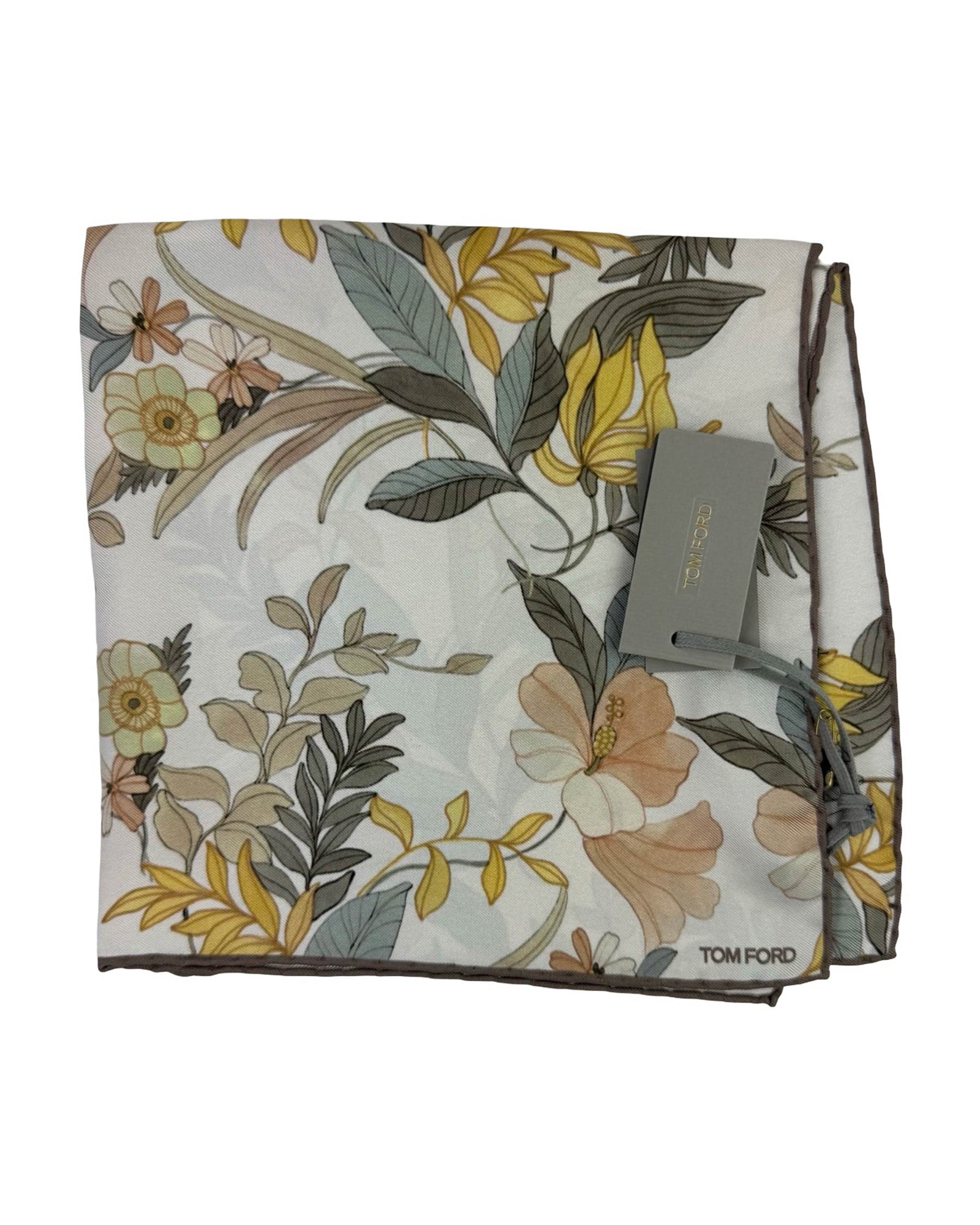 Tom Ford Silk Pocket Square Floral Design