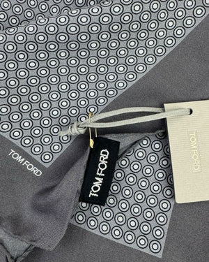 Tom Ford Silk Pocket Square Gray Geometric Dots
