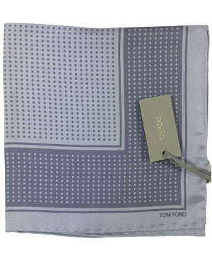 Tom Ford Silk Pocket Square Gray Mini Dots