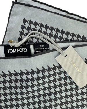 Tom Ford Pocket Square Gray Black Houndstooth
