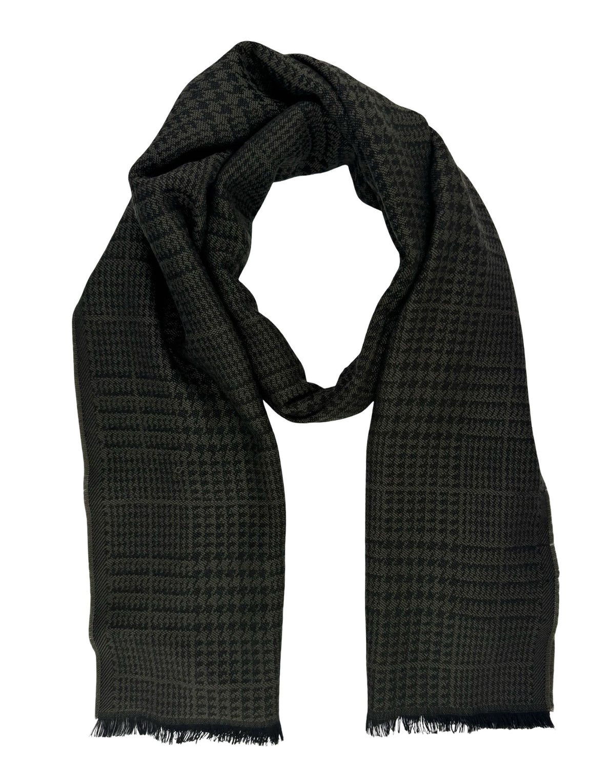 Tom Ford Scarf Gray Black Glen Plaid - Wool Cashmere