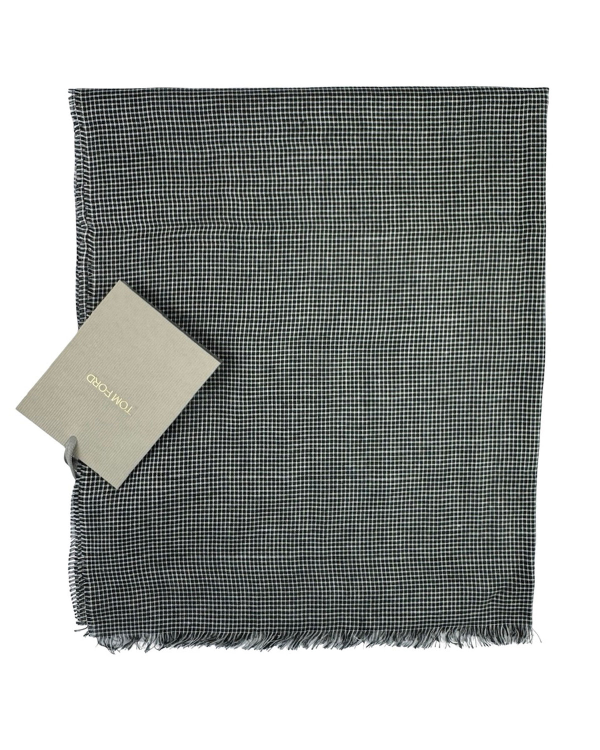 Tom Ford Scarf Black Silver Mini Grid