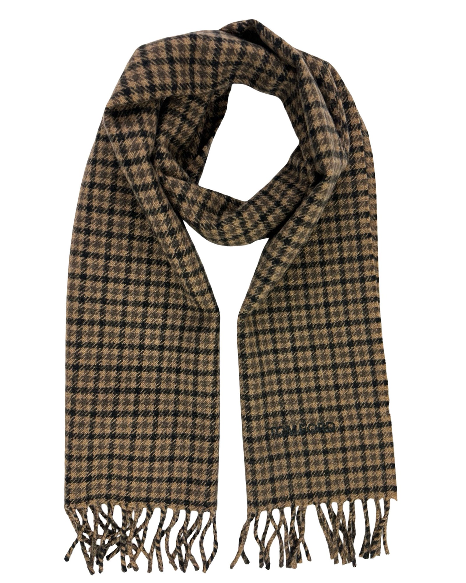 Tom Ford Scarf Brown Houndstooth 