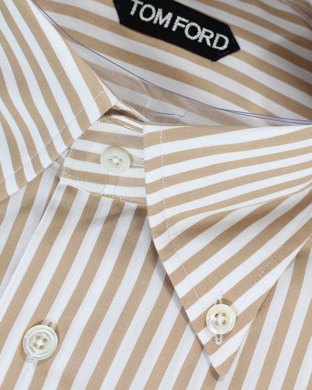 Tom Ford Shirt White Beige Stripes 