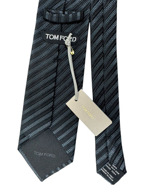 Tom Ford Silk Tie Black Gray Stripes