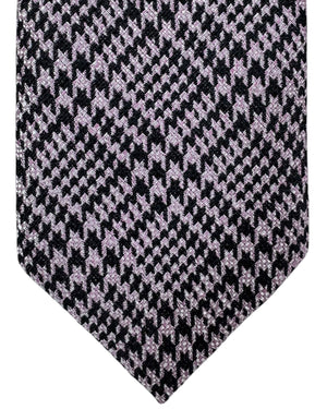 Tom Ford Linen Silk Tie Pink Black Silver Houndstooth