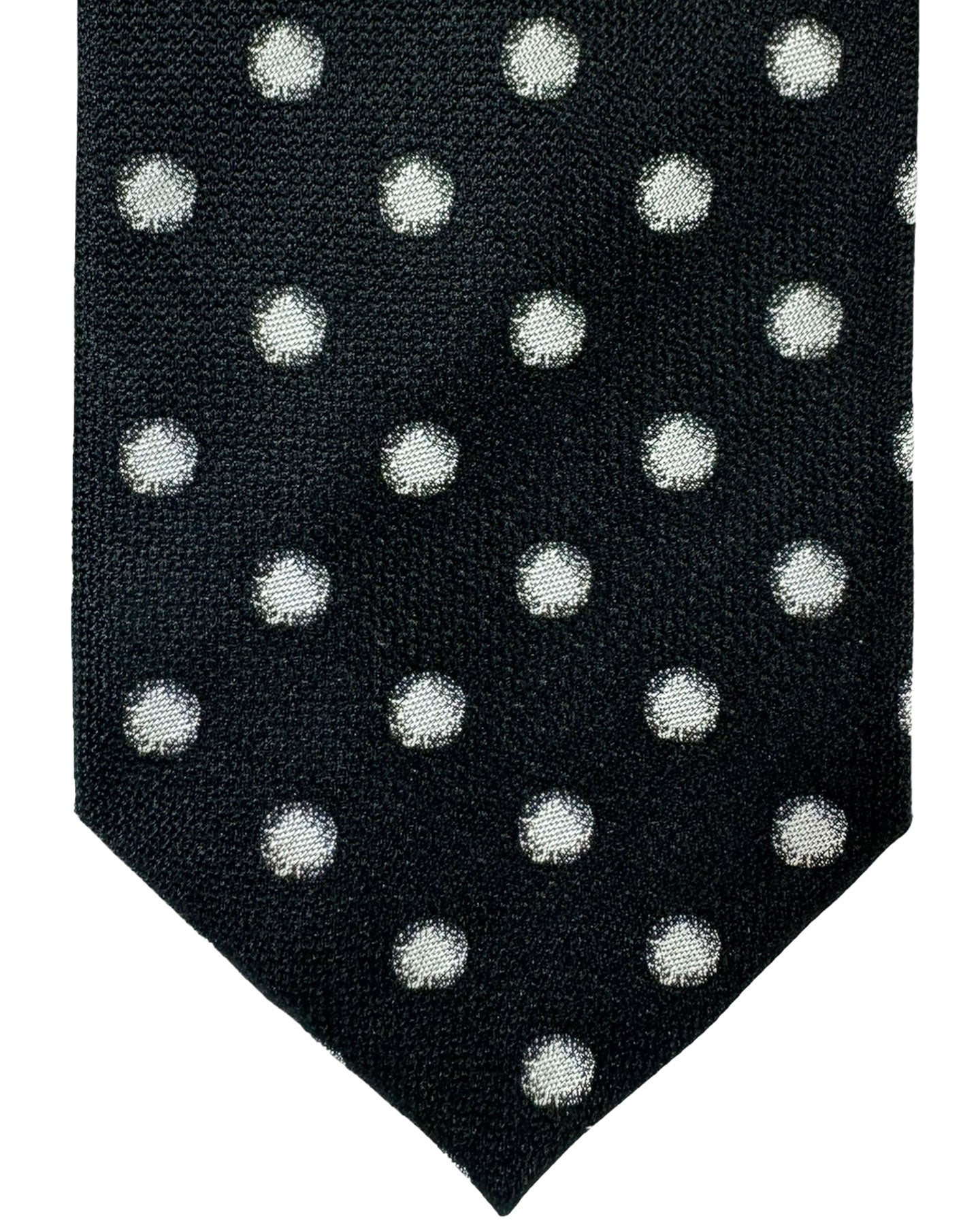 Tom Ford Silk Tie Black Silver Polka Dots