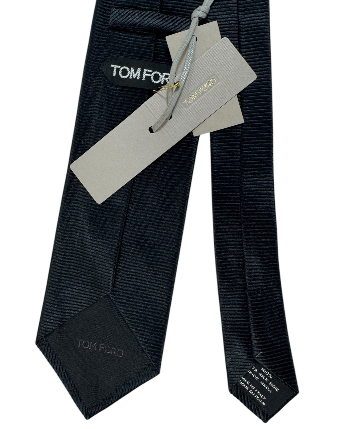 Tom Ford Silk Tie Black Grosgrain Design