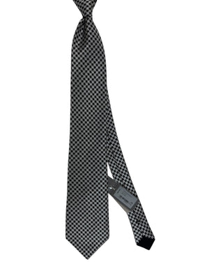 Tom Ford Tie Black Silver Houndstooth - Wide Necktie