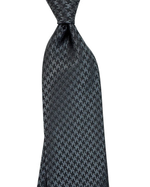 Tom Ford Tie Black Charcoal Gray Houndstooth - Wide Necktie